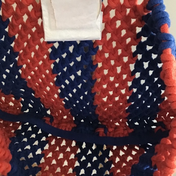 Clare V. Sandy Tote Cobalt & Bright Poppy Stripe NWT - Picture 8 of 15